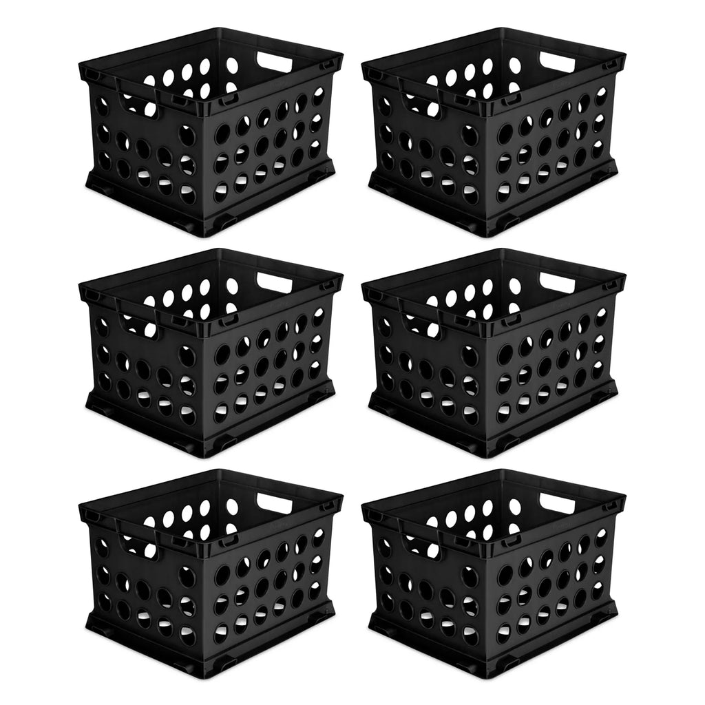 Stackable Storage Crate Organizer Bins with Handles, 6 Pack N3838