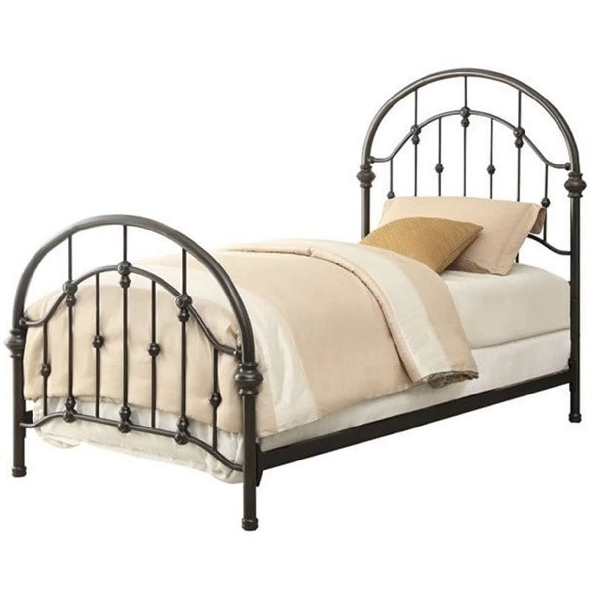 Twin Metal Curved Spindle Bed in Dark Bronze A4445
