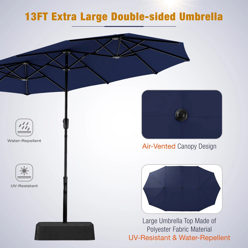 8-Piece Outdoor Patio Set with 13 ft Navy Umbrella Z1111