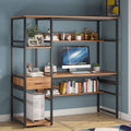59 Inches Computer Desk with 5 Shelves and Drawer I670082