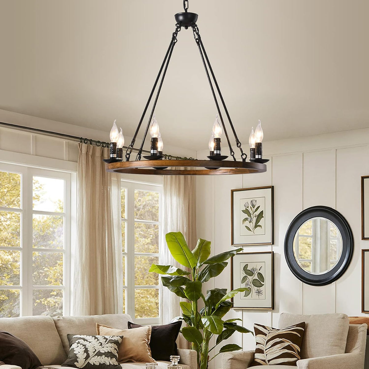 8-Lights Wagon Wheel Chandelier F99791