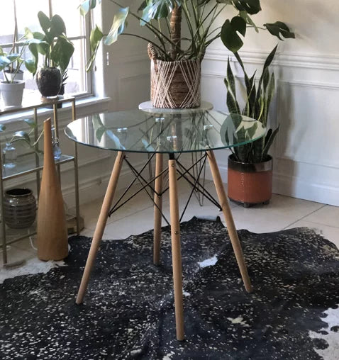 5 Piece Round Glass Dining Table Set with 4 Chairs Y175