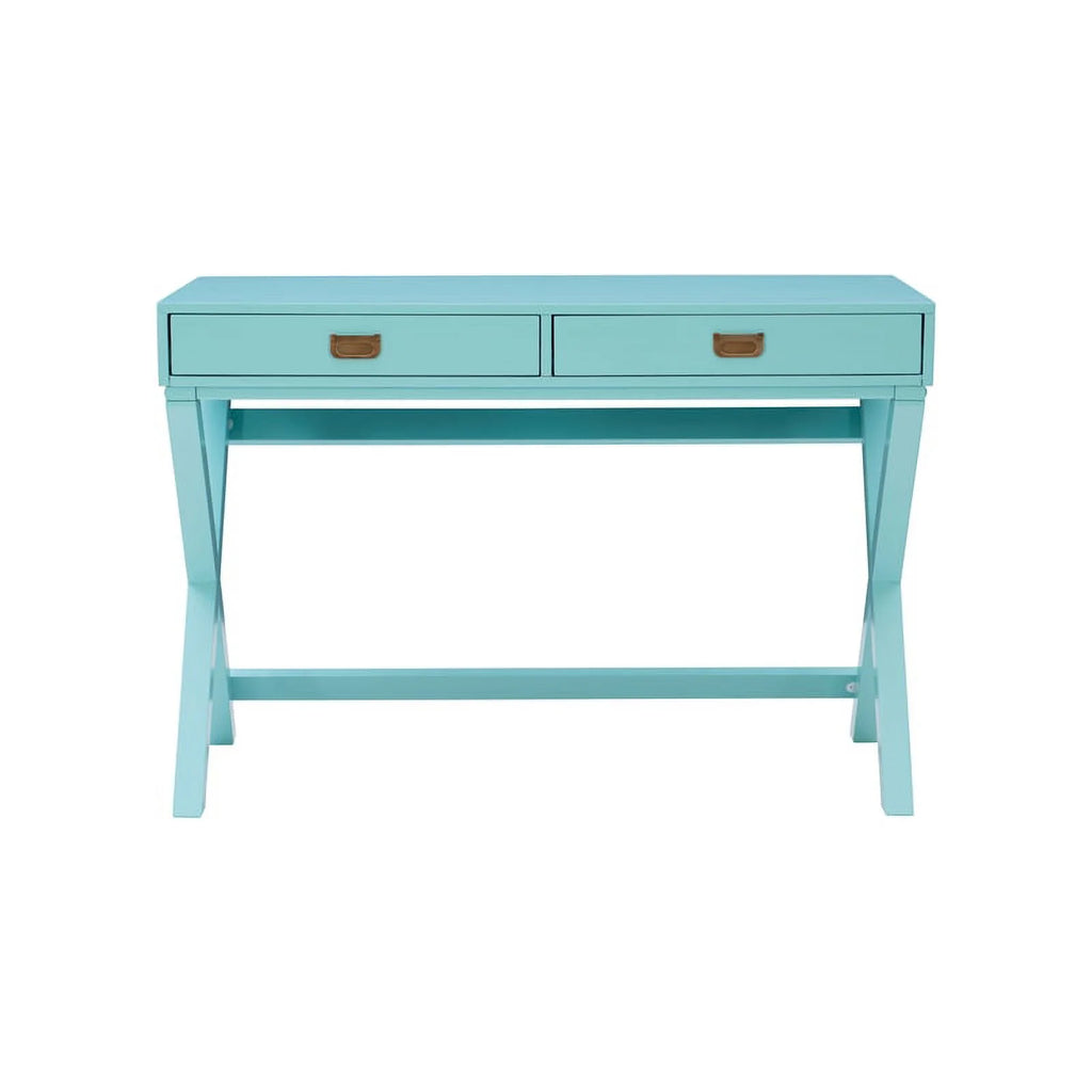 Blue Wood Two Drawer Writing Desk F927