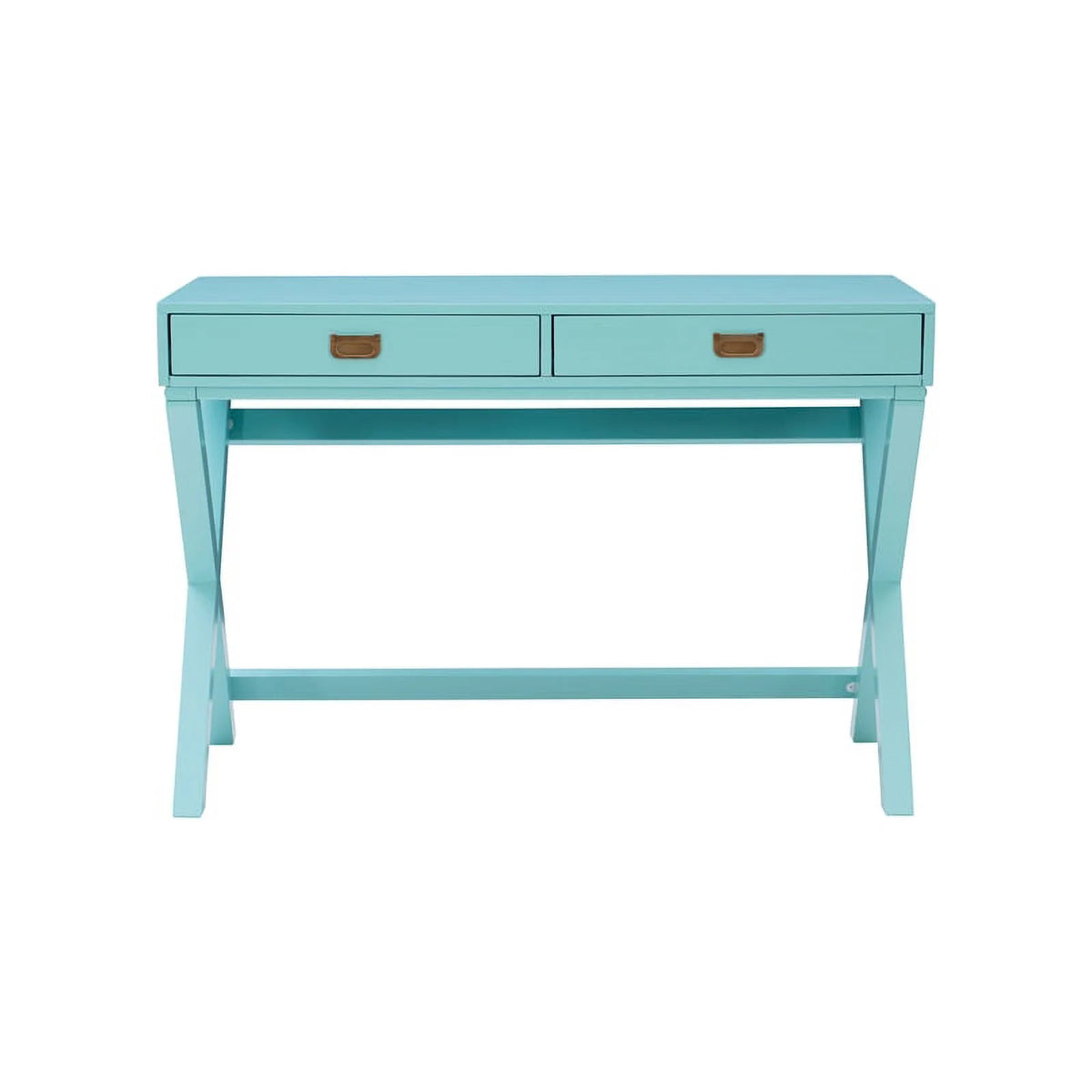 Blue Wood Two Drawer Writing Desk F927