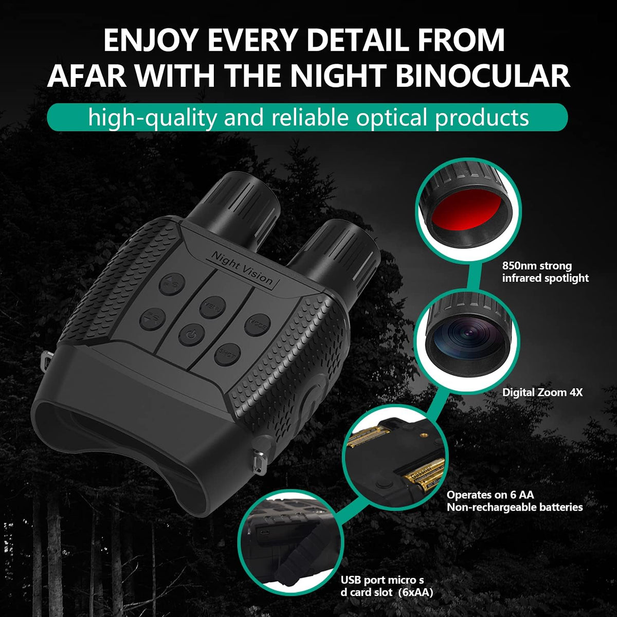 Night Vision Goggles Infrared Binoculars with 2.31 Screen 32G Memory Card I5493