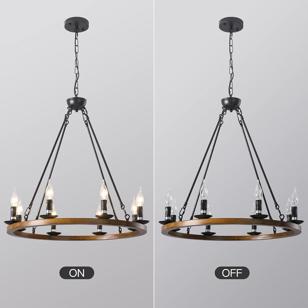 8-Lights Wagon Wheel Chandelier F99791