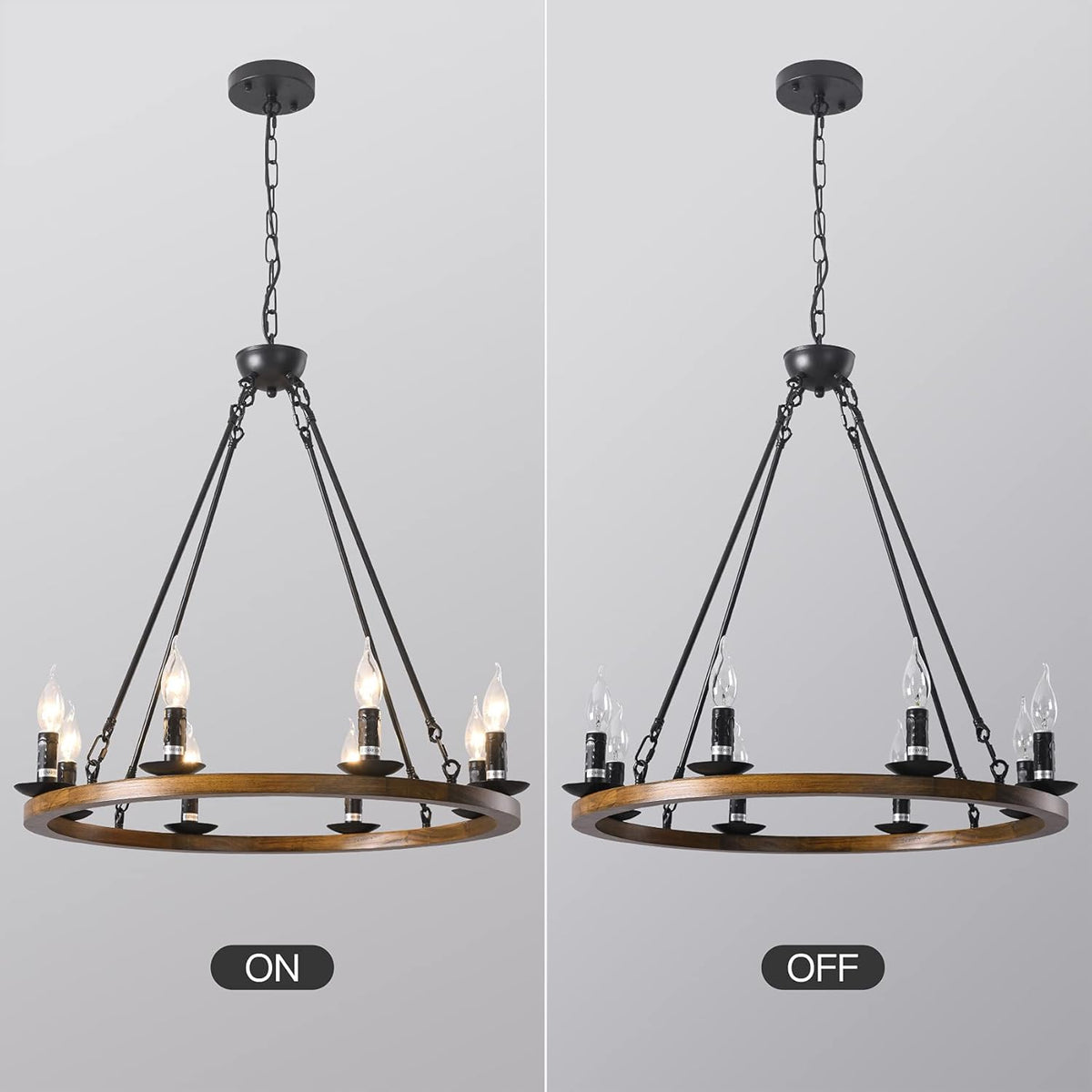 8-Lights Wagon Wheel Chandelier F99791