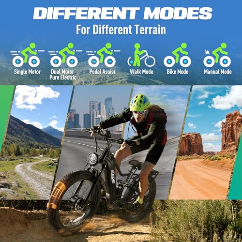 Dual Motor Electric Bike 60V 32AH Battery 26x4 Fat Tire A594453