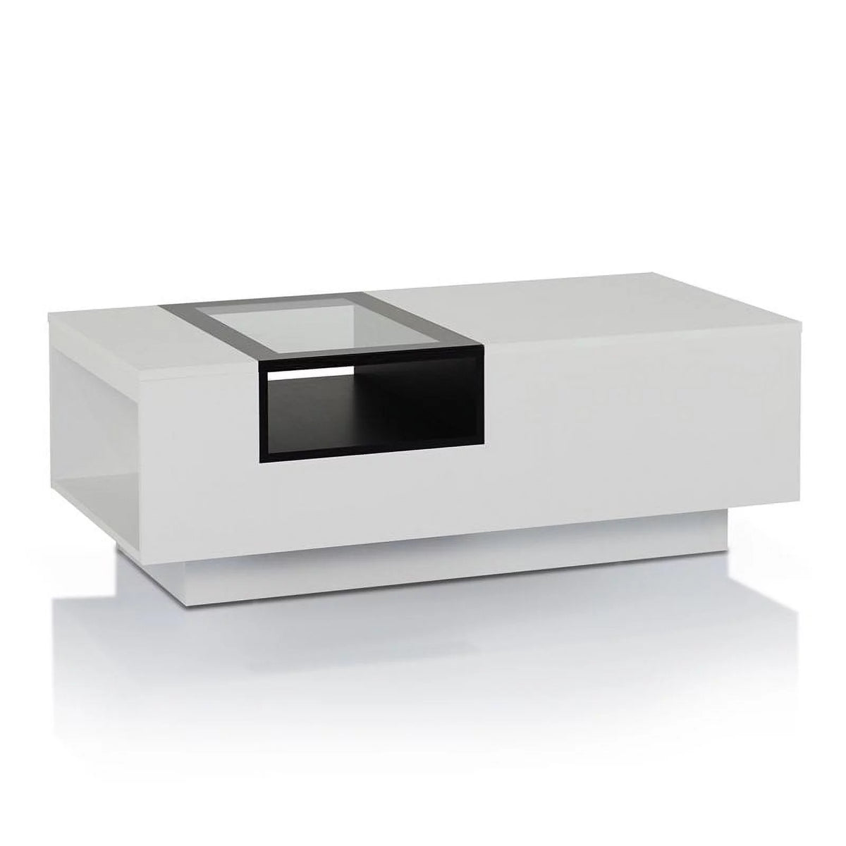 Modern Wood Storage Coffee Table in White and Black V4285