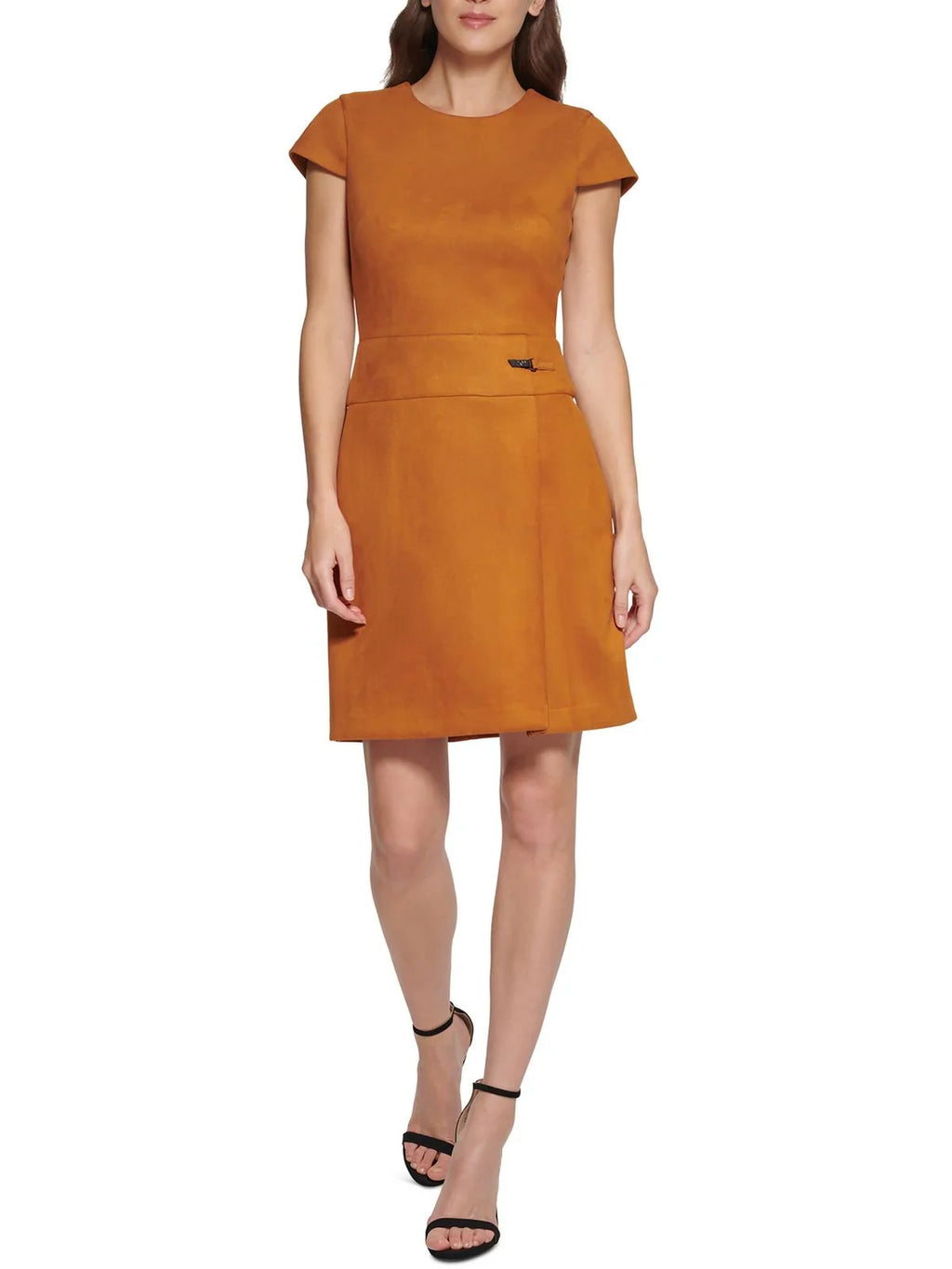 Faux Suede Panel Sheath Dress S869