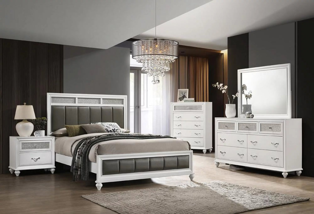 White 4-piece Eastern King Panel Bedroom Set U762966