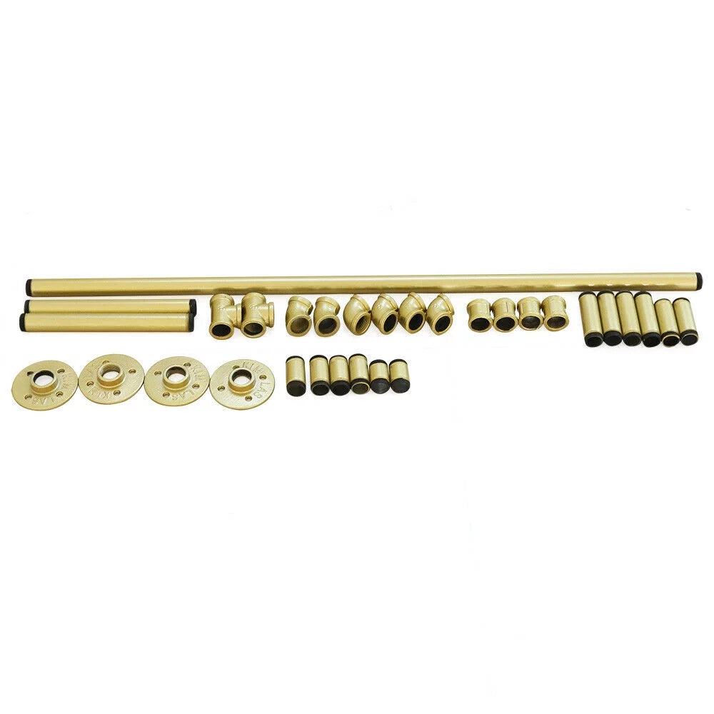 Gold Garment Rack with Wood Shelf M588192