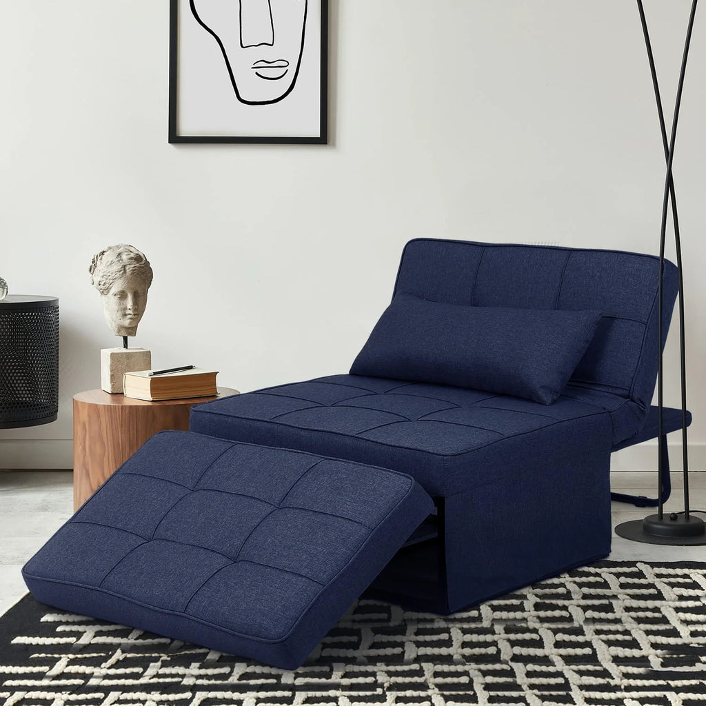 Folding Sofa Bed 4 in 1 Twin Size Grey H5958