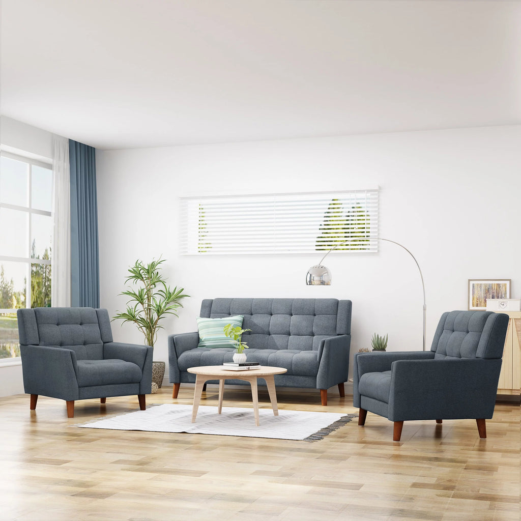 Dark Grey Fabric Arm Chair and Loveseat Set Q1735