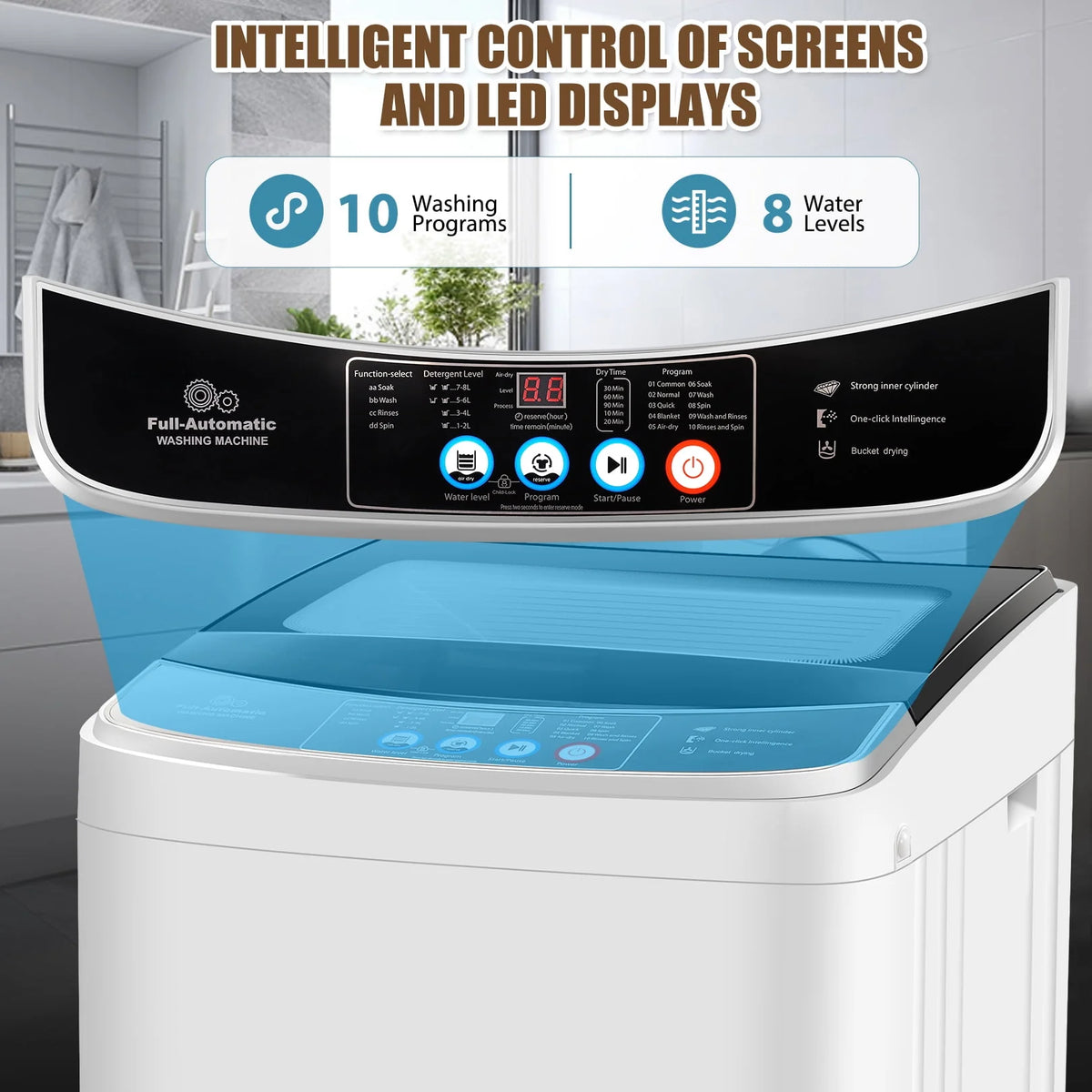 2.4 Cu.ft Portable Washing Machine with Glass Top-Load & Drain Pump L74567