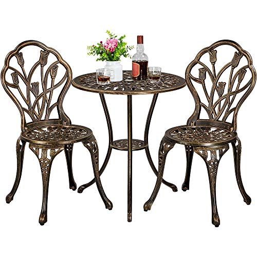 Green 3 Piece Cast Aluminum Bistro Table and Chairs Set G902