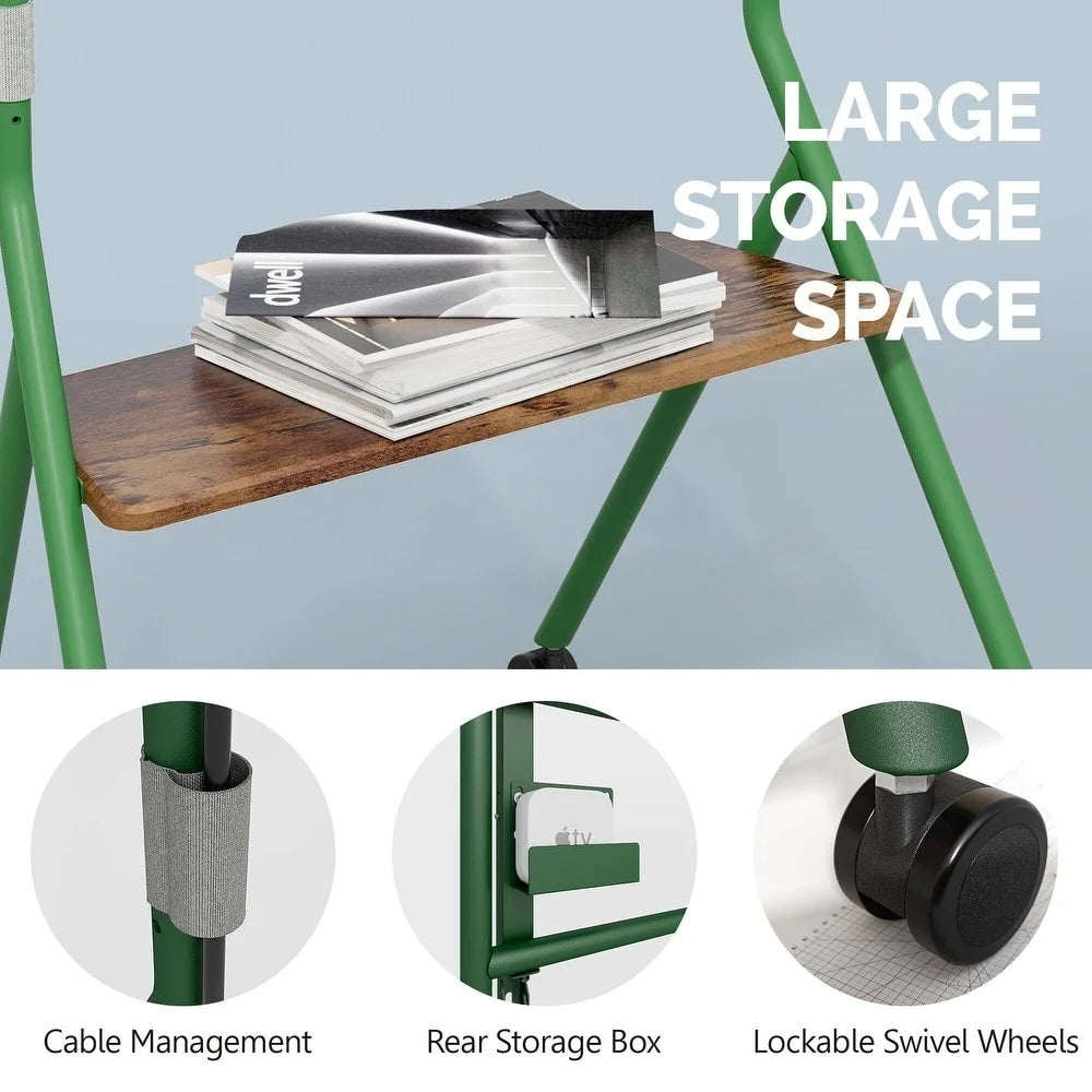 Mobile TV Stand for 55 60 65 75 78 Inch TV with Wooden Storage Shelves K45829