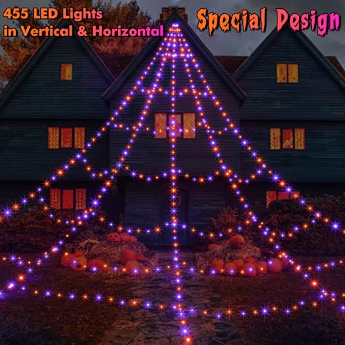 Halloween Spider Web Lights with 59" Spider and Stretch Cobweb J60168