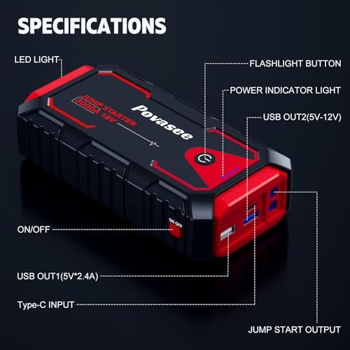 3000A Peak 12V Jump Starter with Power Bank Q76959