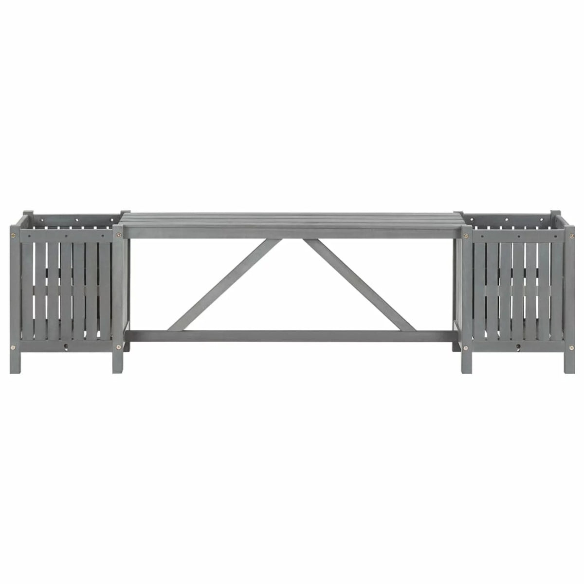 Acacia Wood Patio Bench with 2 Planters W775008
