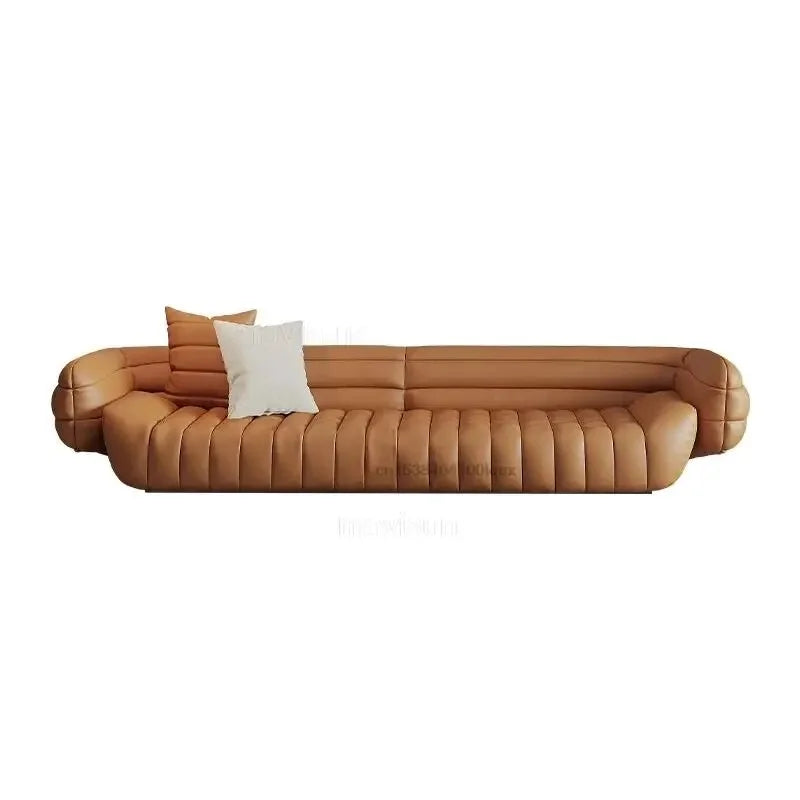 Yellow Light Grey Leather Sofa C4434