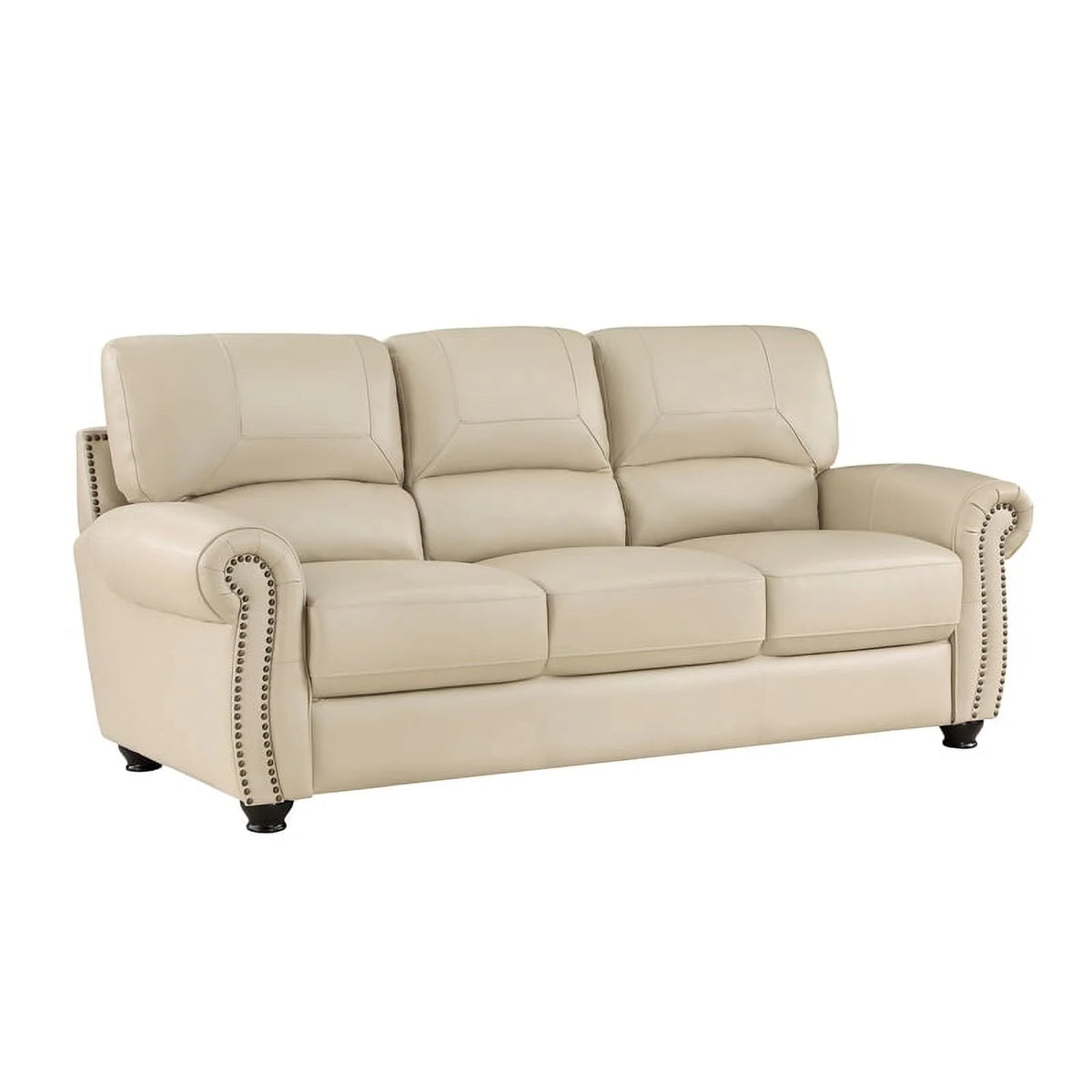 Leather 2-Piece Upholstered Sofa Set in Cream H578