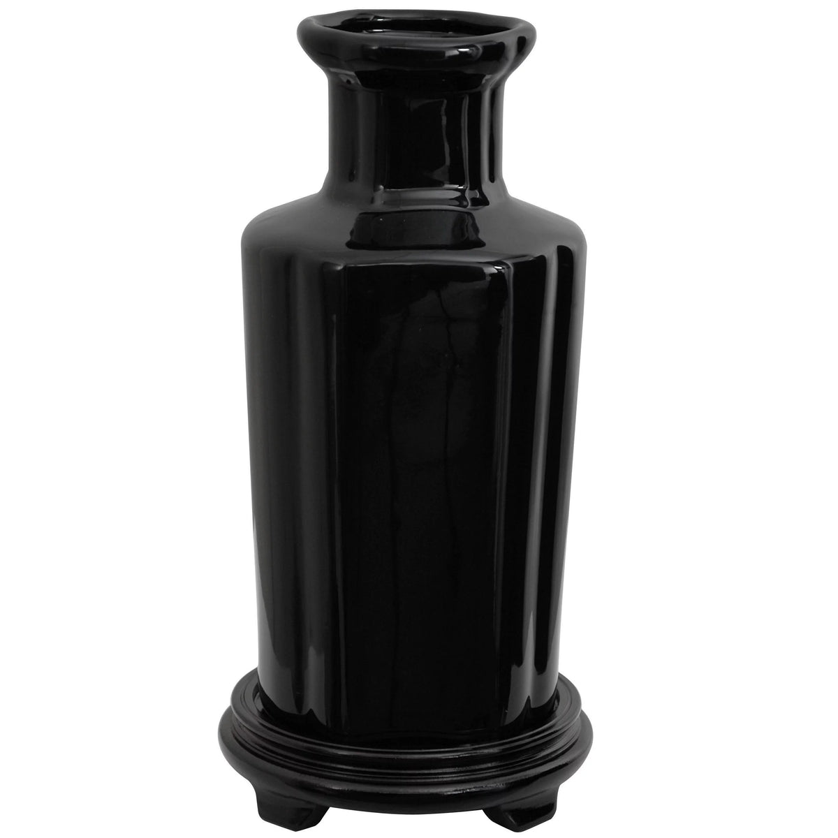 12" Solid Black Porcelain Vase F11439