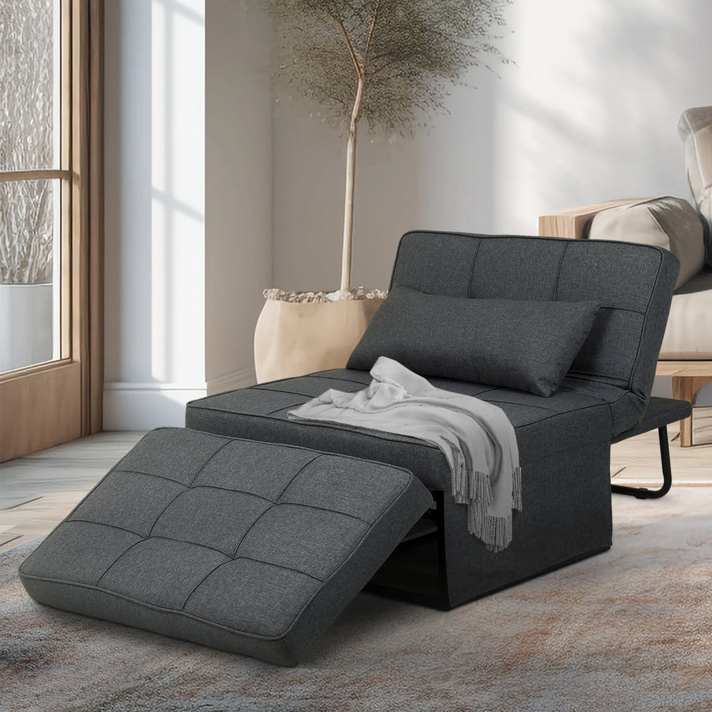 Folding Sofa Bed 4 in 1 Twin Size Grey H5958