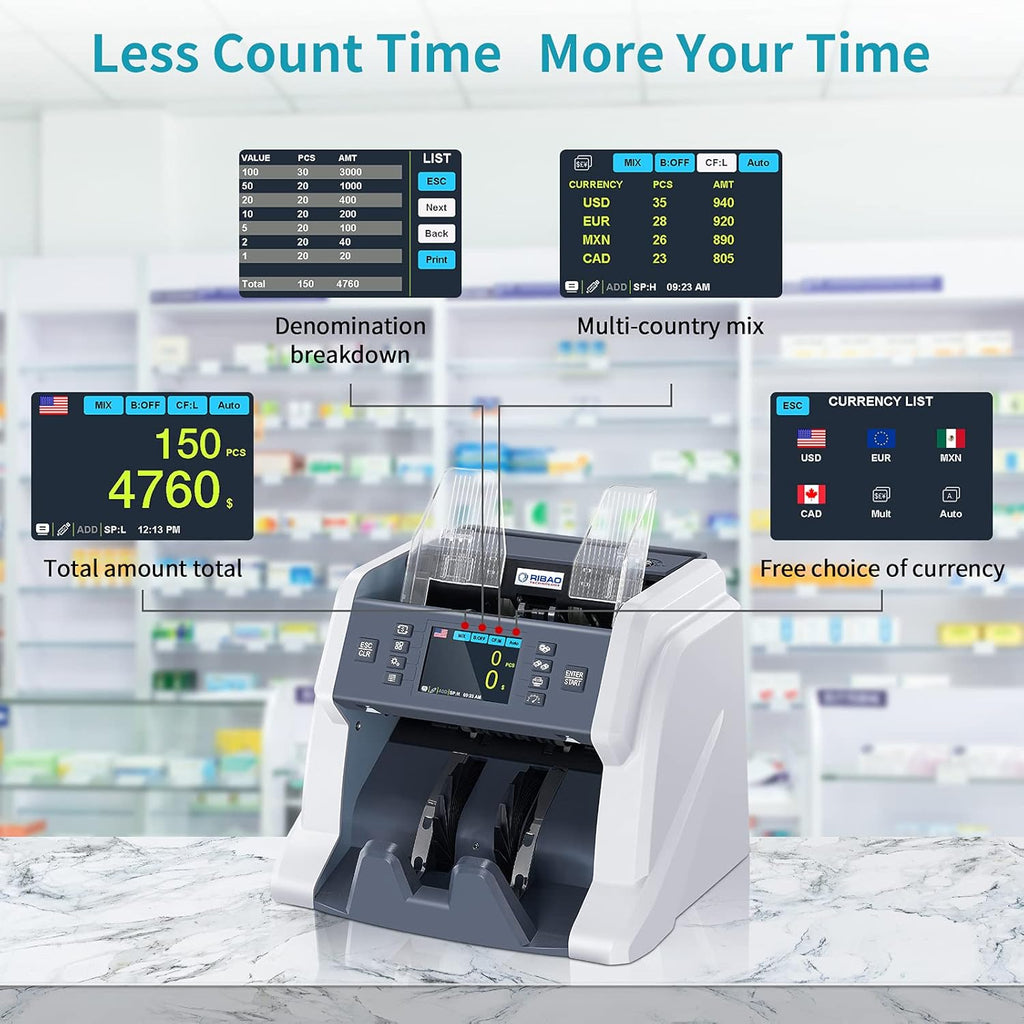 Money Counter Machine Cash Value Bill Counting Multi Currency B570383