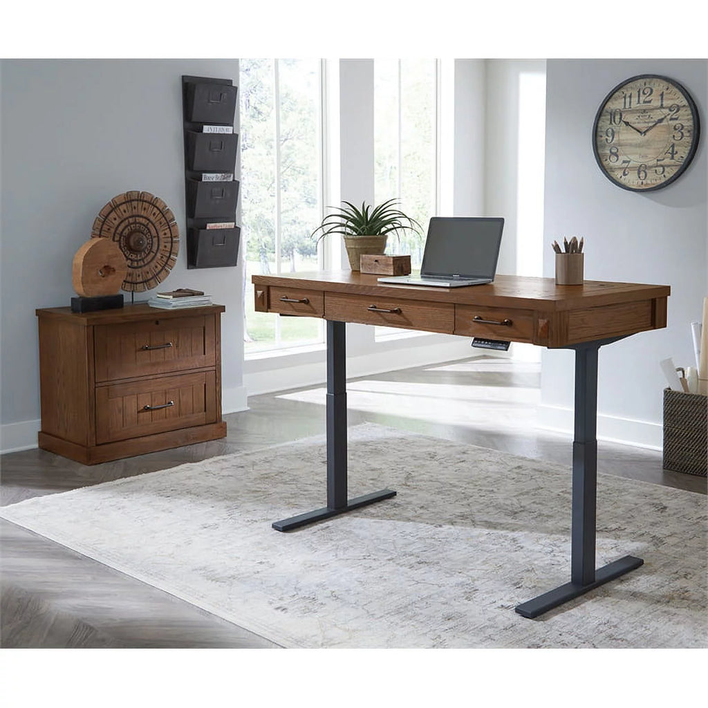 Brown Rustic Wood Sit/Stand Desk Z5792