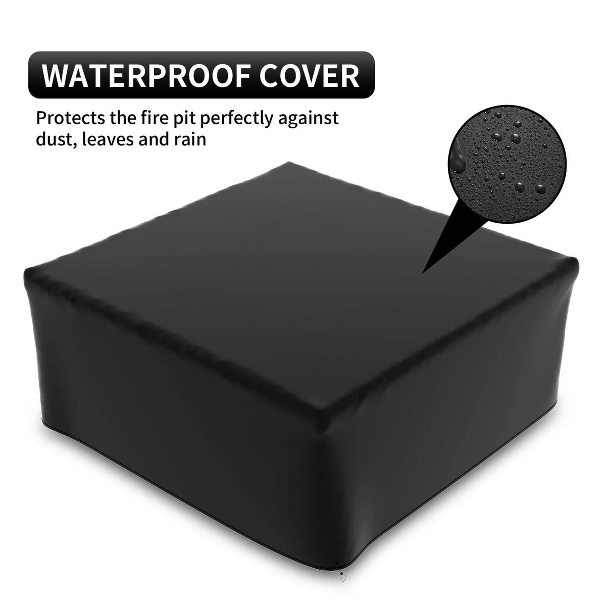 32 Square Metal Fire Pit with Cover and Poker, Black A48003