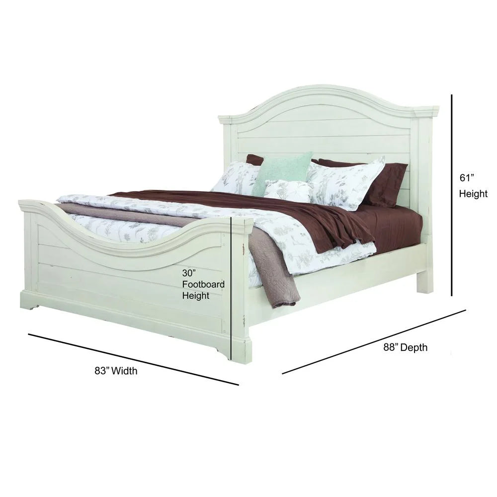 Antique White Wood King Panel Bed P729038
