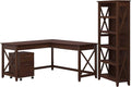 L Shaped Desk with Mobile File Cabinet and Bookcase R9826