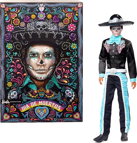 2024 Día De Muertos Ken Doll in Black Suit with Sky Blue Accents T12625
