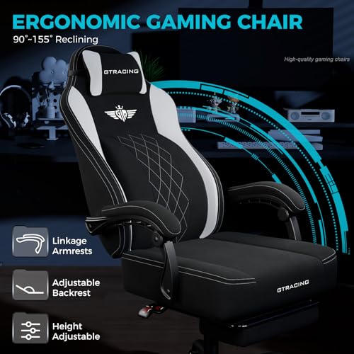 Big and Tall Breathable Fabric Gaming Chair with Footrest X741