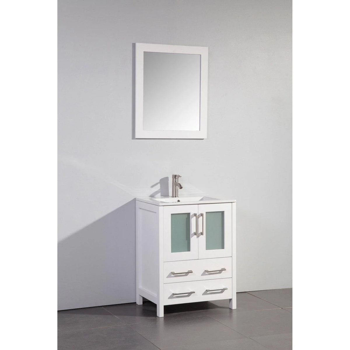 24 in. Single Sink Vanity Cabinet with Ceramic Sink & Mirror White L95374