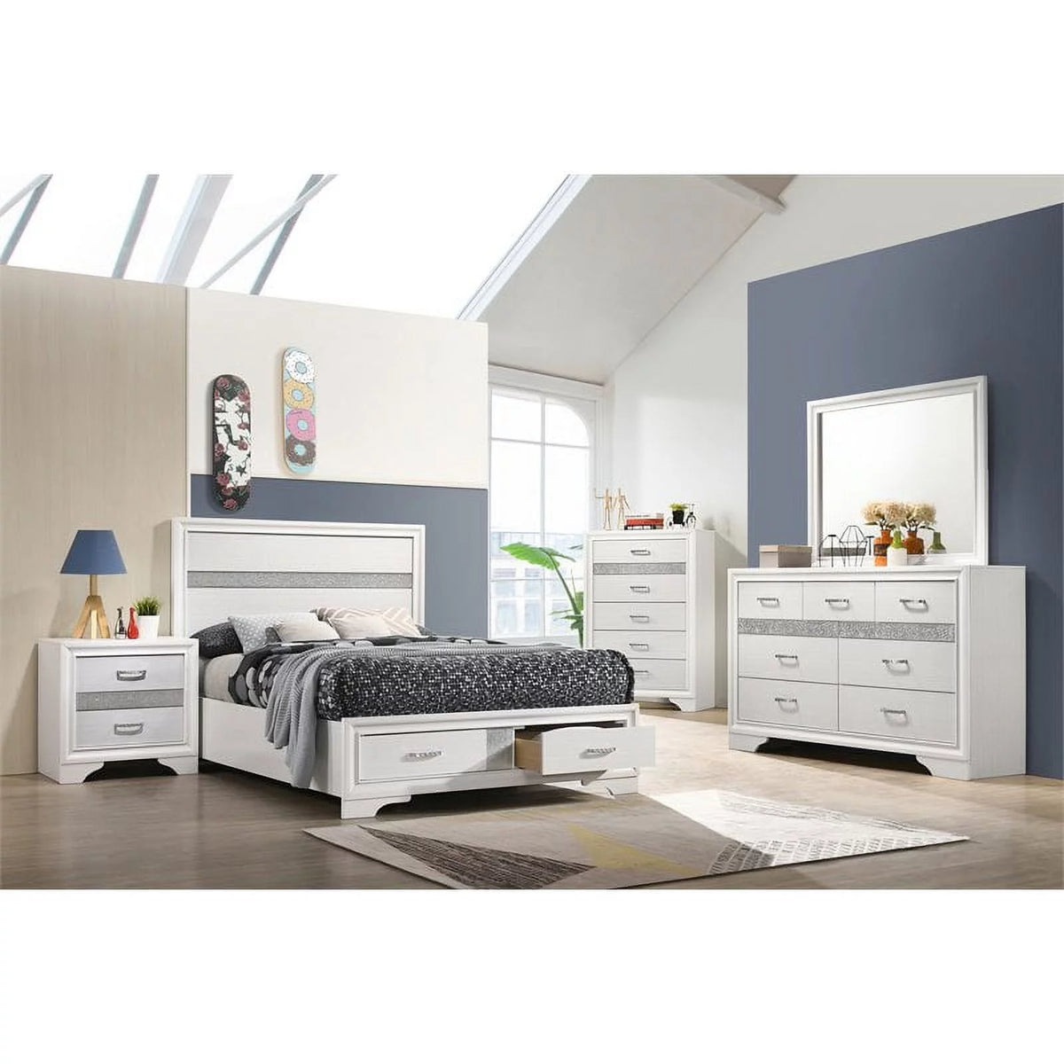 White 4-piece Full Storage Bedroom Set P3214