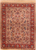 Red Rectangle 3x5 ft Wool Carpet S2153