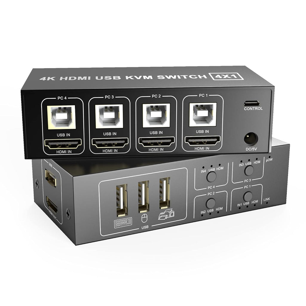 4 Port HDMI KVM Switch 4K@60Hz 4 In 1 Out O18186