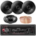 Car CD Player Receiver USB Aux Radio with 4X 6.5" 180W 3-Way Black Car Coaxial R1963