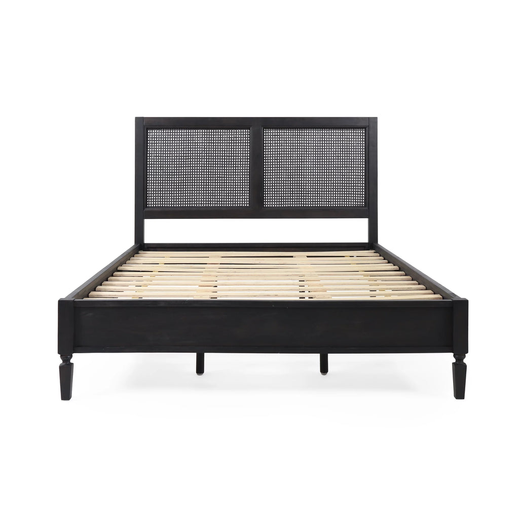 Acacia Wood and Rattan Queen Bed S421015