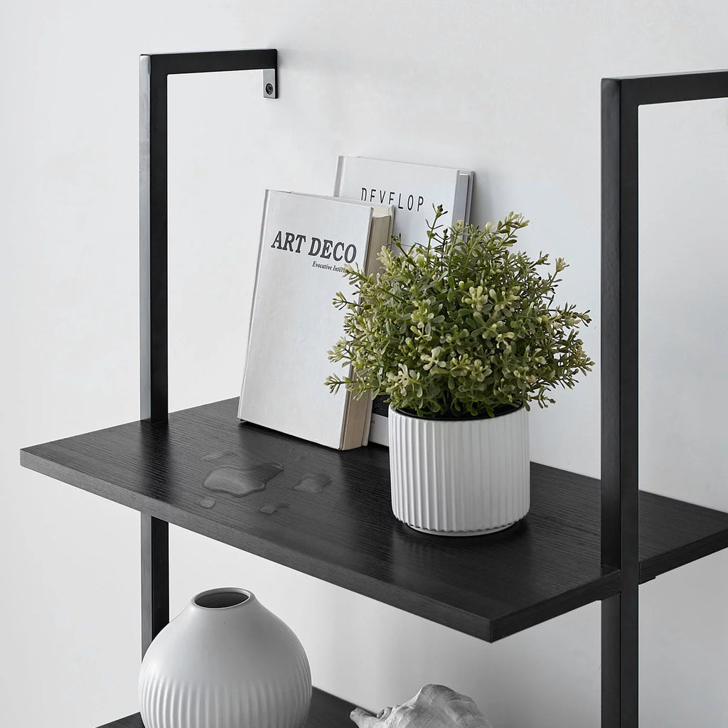 5 Tier Black Wall Mount Bookshelf B133