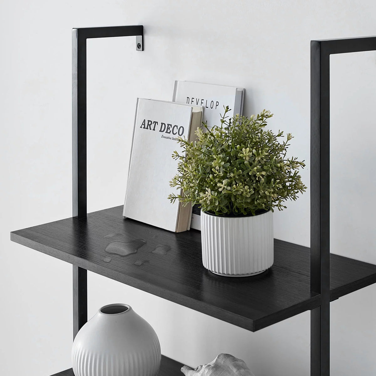 5 Tier Black Wall Mount Bookshelf B133