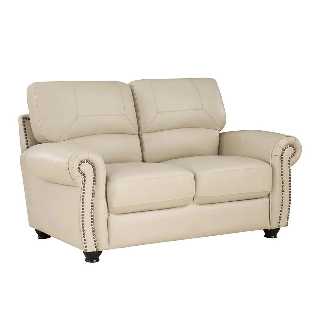 Leather 2-Piece Upholstered Sofa Set in Cream H578