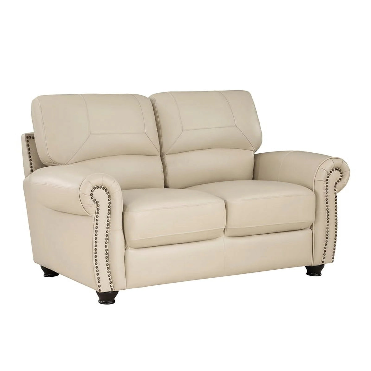 Leather 2-Piece Upholstered Sofa Set in Cream H578