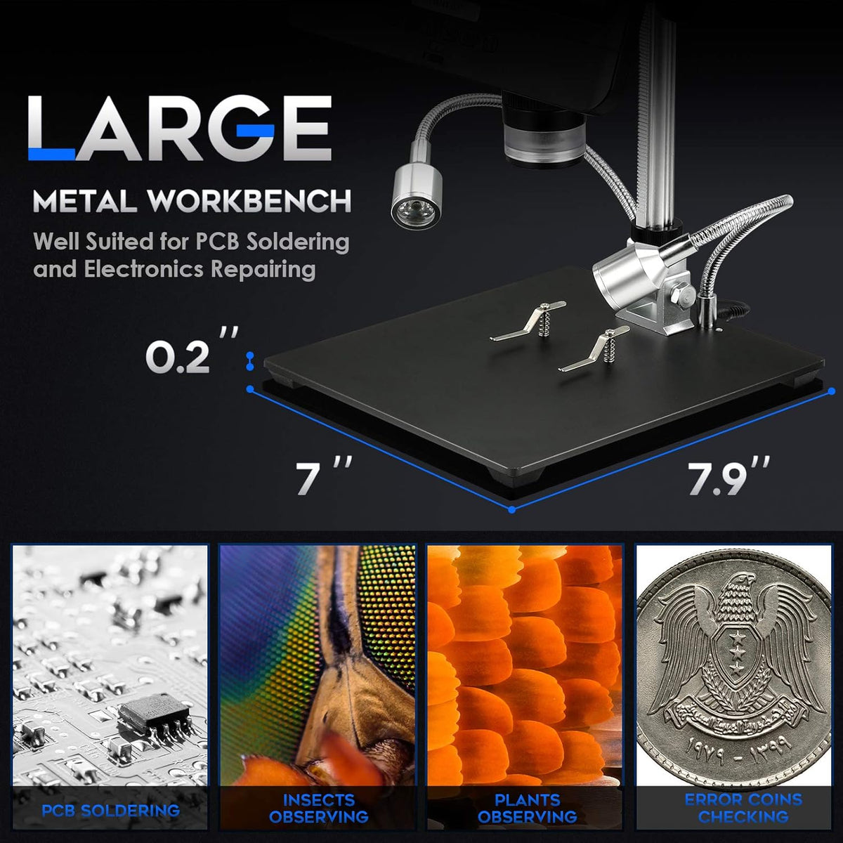 8.5'' Digital Microscope 50X-1300X UHD Video Microscope with 12MP Camera Sensor U31614