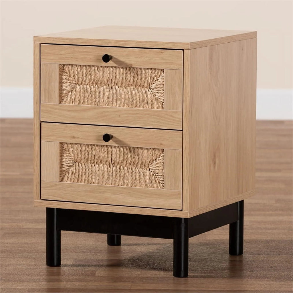 2-Drawer Mid-Century Wood End Table R218