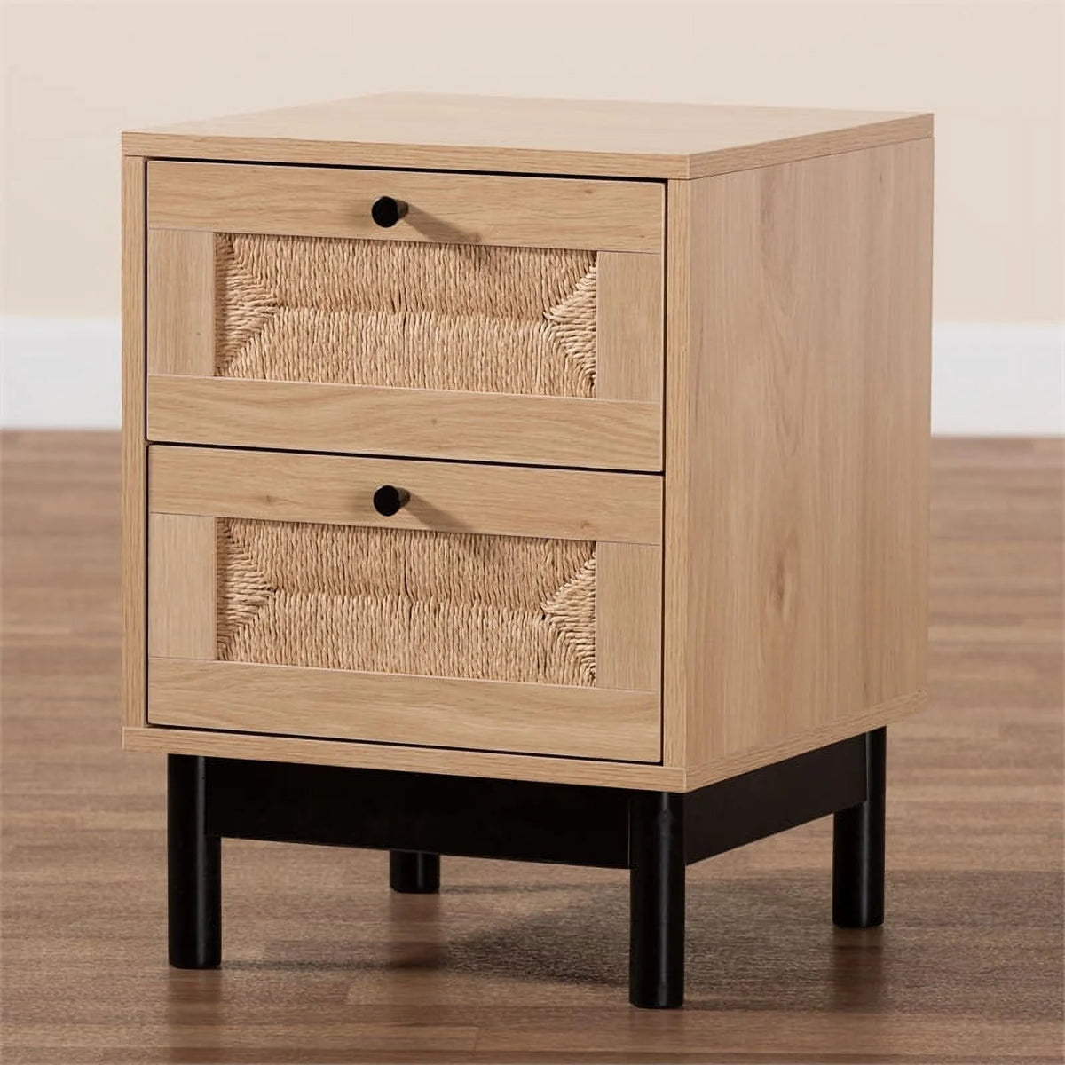 2-Drawer Mid-Century Wood End Table R218