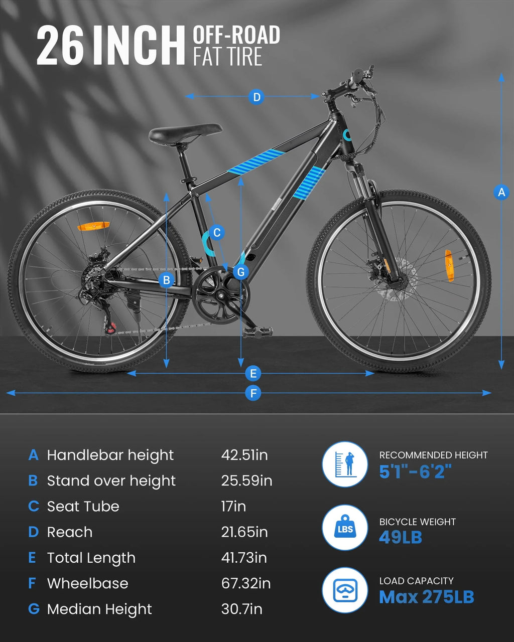 350W 26 Electric Mountain Bike with Removable Battery 7 Speed X757