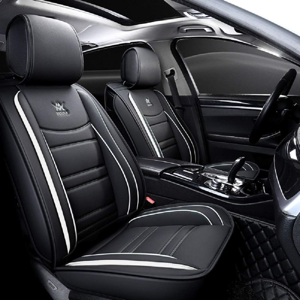 Leather Car Seat Covers 5 Seats Full Set Black Pink B892934